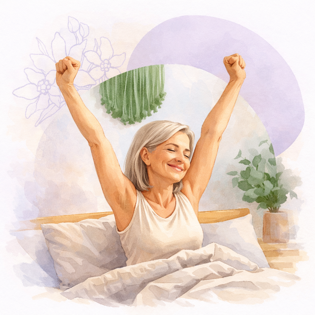 Menopausi unetus ja rahulik uni menopausi ajal – illustratsioon